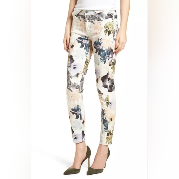 7 For All Mankind The Ankle Skinny Jeans in Floral Print - Picture 2 of 9